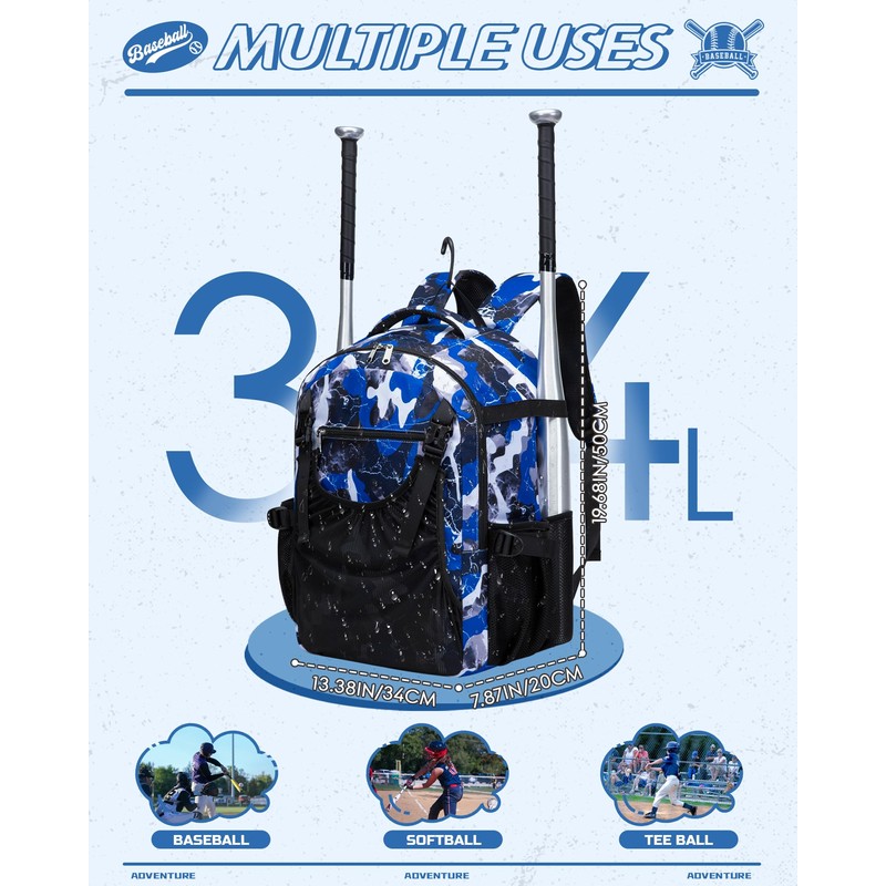 FOKDUVB Baseball Softball Backpack for Kids Boys Girls 6-8 8-12