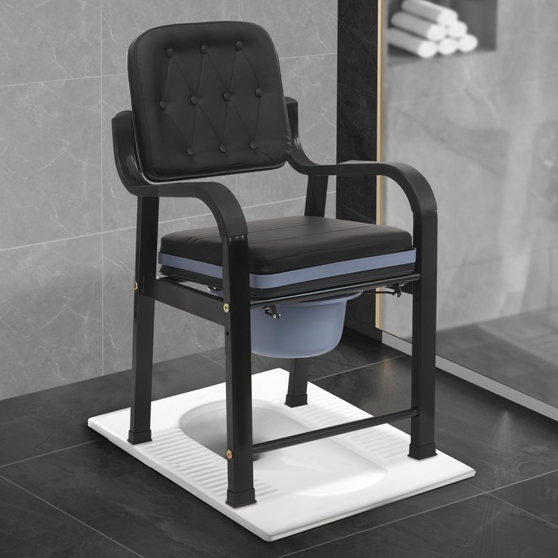 Drop Arm Bedside Commode Heavy Duty, 2 in 1 Shower