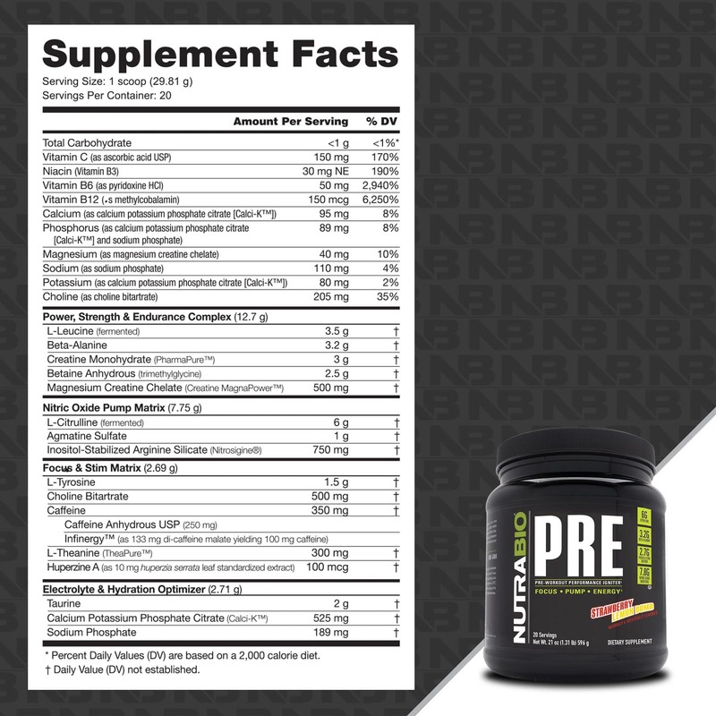NutraBio PRE Workout Powder - Old Formula- Sustained Energy, Mental