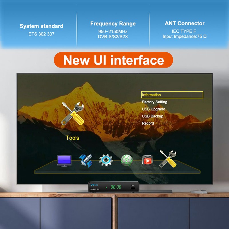 GTMEDIA V7 S5X DVB-S/S2/S2X Signal Receiver H.265 Decoder Set Top