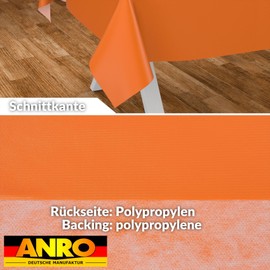 ANRO Oilcloth Tablecloth, Washable, Oilcloth, Garden Tablecloth, Outdoor, Indoor, 240 x 140 cm, Cut Edge, Orange