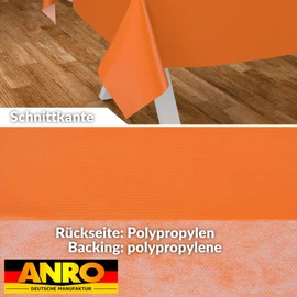 ANRO Oilcloth Tablecloth, Washable, Oilcloth, Garden Tablecloth, Outdoor, Indoor, 240 x 140 cm, Cut Edge, Orange