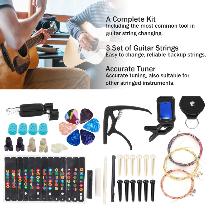 Guitar String Replacement Kit Accessory Set Changing Tool Pack Pick