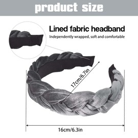 EnixwH Pack of 2 Dirndl Headbands, Braided Headbands for Women, Wide Headband, Women, Vintage Padded Headband, Girls, Traditional Hair Accessories, Headband for Women and Girls (Pink, Grey)