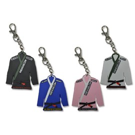 Ring to Cage Jiu Jitsu Gi/ Kimono Key Chain - Rubber, 4 COMBO PACK for BJJ Brazilian Jiu Jitsu