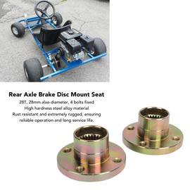 2PCS Wheel Drive w Axle Shaft Hub Adapter, KIMISS 28T 28mm Axle Shaft Hub Adapter Steel Alloy Rear Axle Brake Disc Sprocket Mount Seat for to ATV Kart Quad Bike