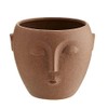 Madam Stoltz Matt Terracotta Stoneware Flower Pot With Face Imprint
