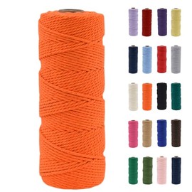 POPOYU 2mm Macrame Cord,100m Natural Cotton Macrame Rope,Orange Macrame Cotton Cord Twine Rope Craft String Without Chemicals for DIY Crafts,Macrame Art,Gift Wrapping,Christmas Wedding Decor