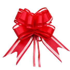 Dishaur 30pcs Large Organza Christmas Pull Bows for Gift Wrapping, 50mm Red Pulled Bow Ribbons Gift Bows for Present Wedding Car Gift Baskets