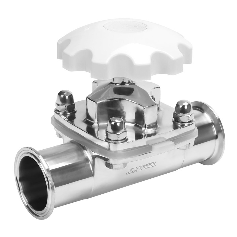 DERNORD Sanitary Diaphragm Valve Silicone Seal Stainless Steel 316L, 2"