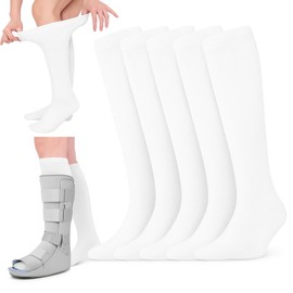Seamless Capture Boot Socks for Walking Boots, Orthopaedic Replacement Stockings, Breathable Medical Tube Socks for Air Cam Walkers and Fracture Boot Casts, Men and Women, White 5