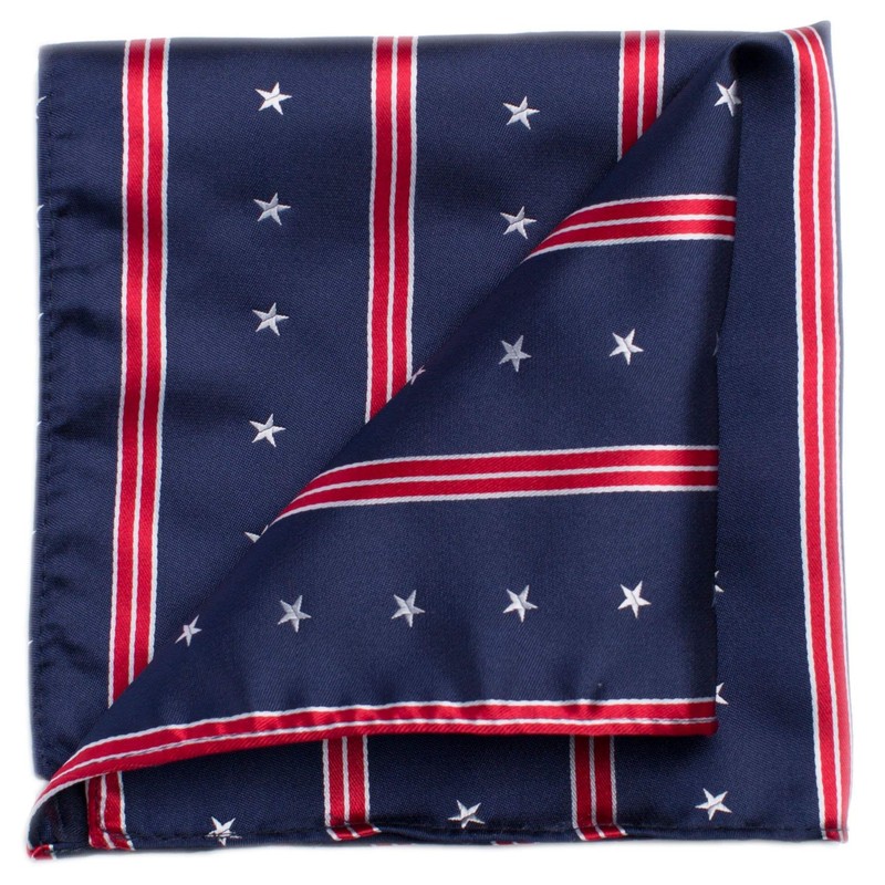 KissTies Mens US Flag 63'' Extra Long Silk Tie Blue