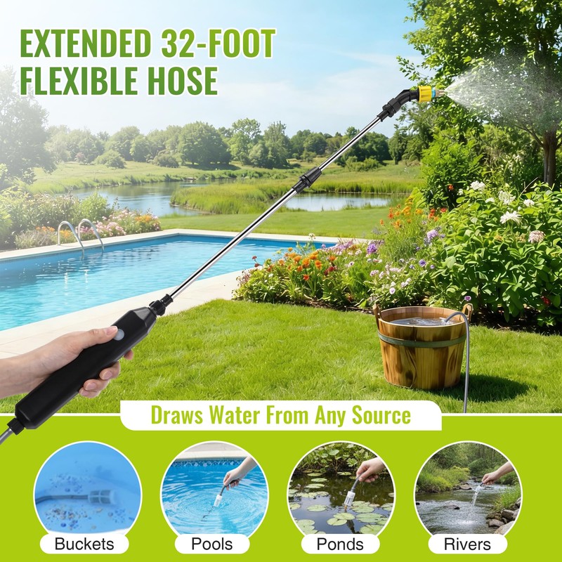32 FT Hose Battery Powered Sprayer Wand with 32" Electric
