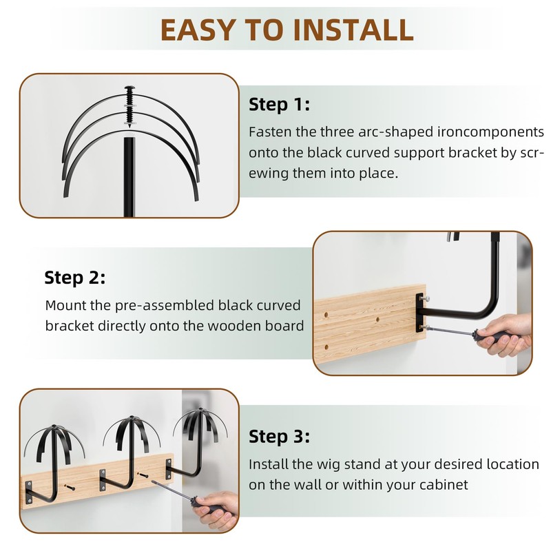MEEMENG Wig holder for Multiple Wigs, 6 PCS Sturdy Wall