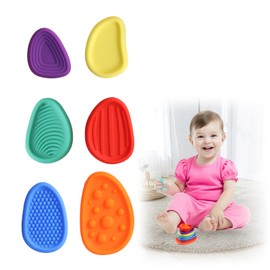 Fidget Toys Sensory Stones Set, 6 Stück Multi Textur Silikon Sensorikspielzeug, Stressabbau Worry Stone für Kinder Erwachsene, Stim Toys für Autismus ADHS Emotionale Unterstützung
