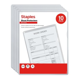 Staples Plastic Sleeve, 8.5" x 11", Clear, 10/Pack (ST63086)