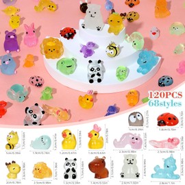 Crahuanli 120PCS Mini Luminous Resin Animals Mixed Set - 68 Rare Styles Mini/Tiny Resin Animals Collection for Dollhouse, Aquarium, Fairy Garden & DIY Crafts Decor
