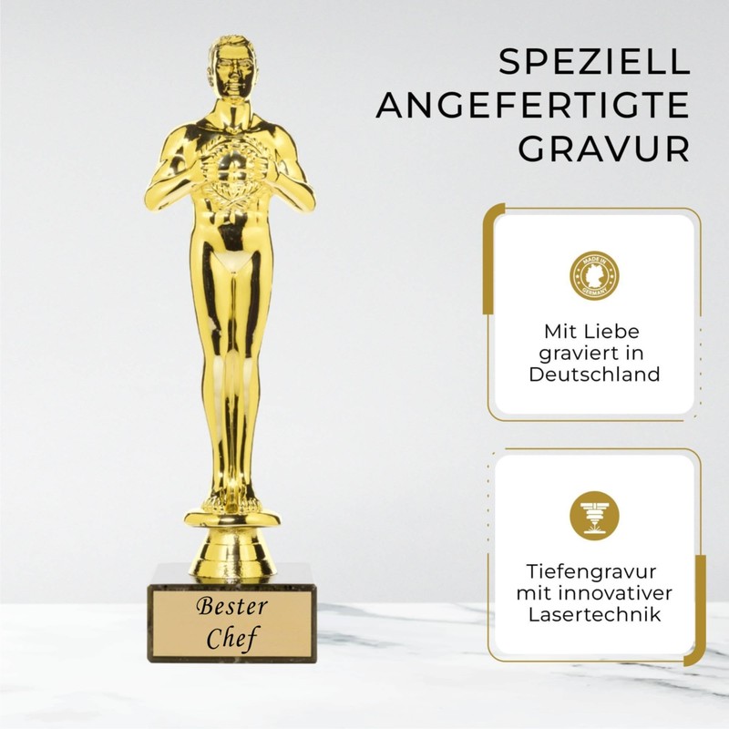 andSmile Winner Figure with Engraving "Bester Chef" - Trophy Made