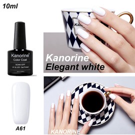 KANORINE Gel Polish Soak-Off UV/LED White Colour Gel Nail Polish white Color Coat Gel Nail Varnish Nail Art TYPE 10ml