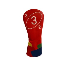 Apothos Golf, Golf Fairway 3 Woods Headcover, Red, Card Game Design, Golf Accessory, Premium Embroidered Stitching, Faux Leather, Durable, Easy to Clean