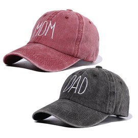 HAPEE Mom and Dad Hats, Girl Boy Mom Hat for Women Men,Adjustable Baseball Caps Gift for Couples Classic Gifts (UK, Alpha, One Size, N01-BlackWine)