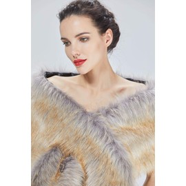 BEAUTELICATE Faux Fur Shawl Winter Wedding Wraps Women Bridal Stole Bridesmaids Shrug 1920s Flapper Cape Fancy Dress Gatsby Custum(One Size, Afterglow)