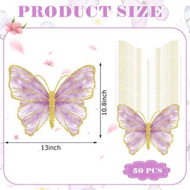 Butterfly Paper Placemats Disposable Colorful Butterfly Table Mats for Spring Summer Wedding Baby Shower Birthday and Holiday Party Kitchen Dining Table, 13 x 10.8 Inches(Purple,50 Pcs)