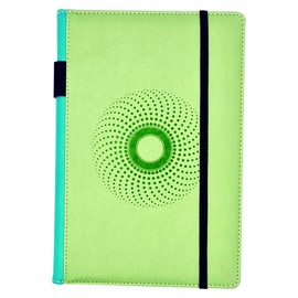 EJRange A5 Lined Notebook-Thick 100gsm Paper, Durable PU Leather Cover, Ribbon Marker, 192 Pages, Inside Pocket and Elastic Closure, Writing Pad for Journaling and Note-Taking (Light Green)
