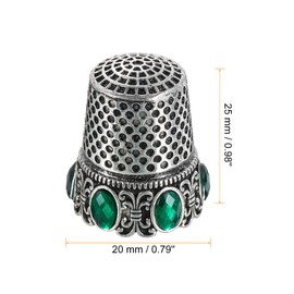 HARFINGTON Sewing Thimble Stainless Steel Finger Protector Fingertip Thimble Vintage Diamond Thickening Quilting Craft Accessories for Hand Sewing Knitting Needlework DIY Tools, Silver