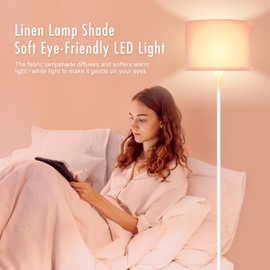 Floor Lamps, Standing Lamp, 58" Tall Floor Lamp with Pink Lampshade, Foot Pedal Switch, Modern Bright Floor Lamps for Living Room/Bedroom/Classroom/Kids Room, Pink Light for Girls' Gift(NO Bulb)