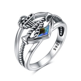 CUPENDA Anchor Rings Sterling Silver Nautical Blue Anchor Finger Ring Compass Jewelry for Women Men-8