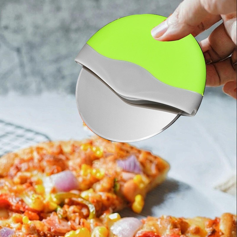 Handheld Pizza Slicer | Stainless Steel Kitchen Gadget with Protective
