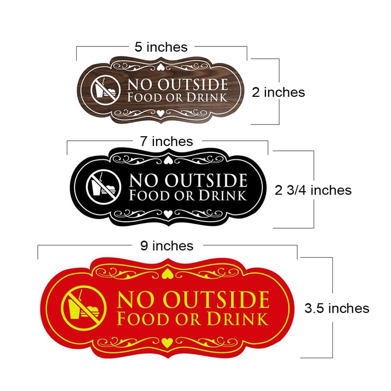 Signs ByLITA Designer No Outside Food or Drink Sign (Black)