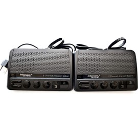 Intercom Central® GROUND wire Power-line 3 CHANNELS Intercom System, Black Two Stations Set.
