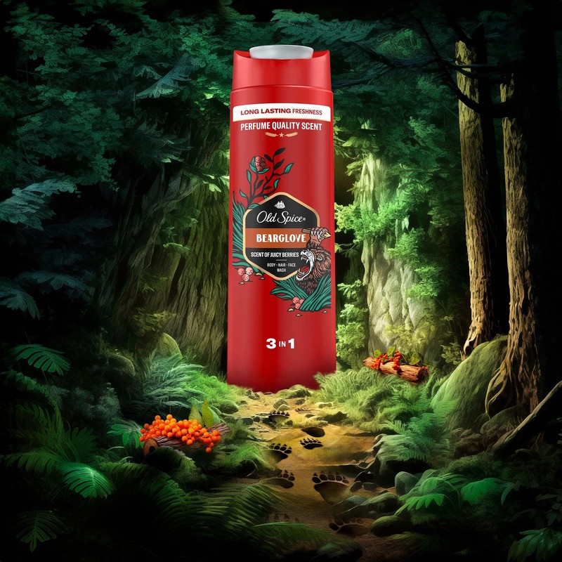 Old Spice Bearglove shower gel and shampoo, for men, pack