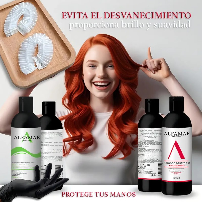 Shampoo Matizador Rojo + Tratamiento Con Keratina Alfamar