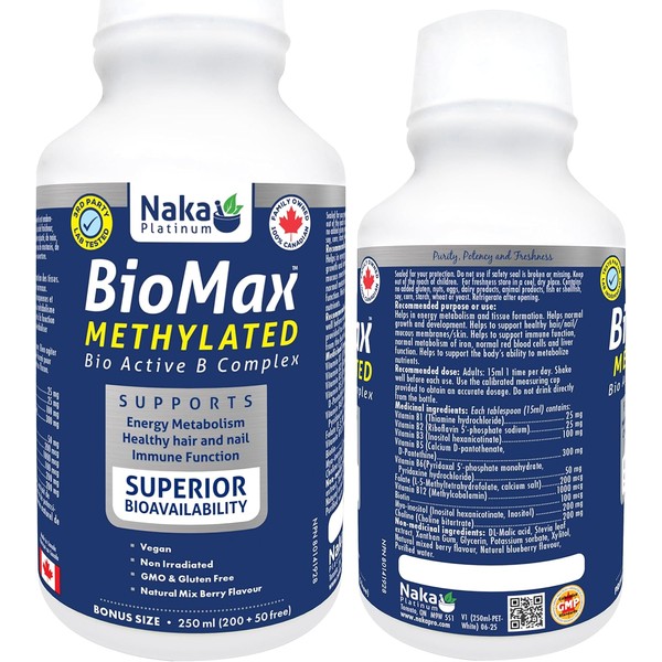 Naka Platinum Biomax Methylated, Bio Active B Complex Vitamin, Supports