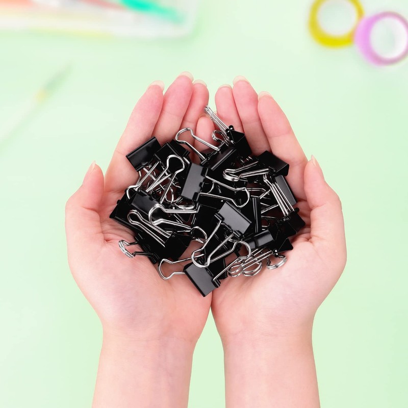 ZZTX Black Binder Clips Paper Clamps Clips Small Size, 0.75