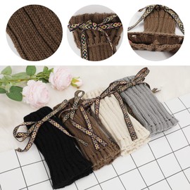 PHOGARY 4 Pairs Winter Warm Boot Cuffs for Women, Crochet Knitted Boot Socks for Gilrs Short Leg Warmers Boot Topper Socks Leg Cuffs Boot Warmers Winter Gift for Ladies