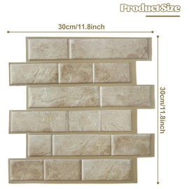 LOPYXBR 30 Sheets Brown Peel and Stick Backsplash 12x12 Inch PVC Wall Tiles Stick On Backsplash Tiles for Kitchen 3D Self Adhesive Wall Tiles Peel and Stick Wall Tiles for Bathroom, RV, Fireplace