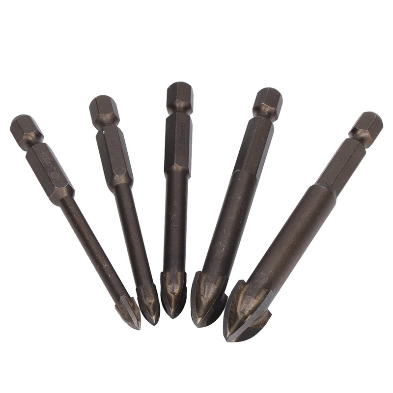5Pcs Cross Hex Drill Bit Carbide Glass Drills Bits Concrete