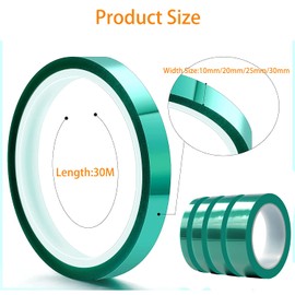 4 Rolls High Temperature Tape, Heat Resistant Temperature Tape Sublimation Heat Transfer Tape for Electronics Printing DIY Crafts on T-Shirt Fabrics Width 10/20/25/30mm Length 30M/100ft