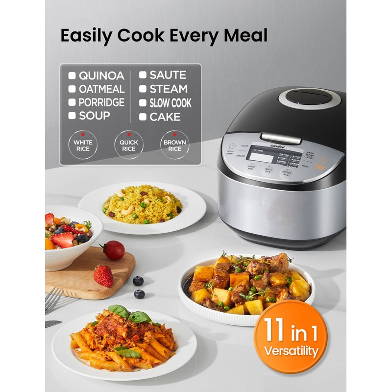 COMFEE' Rice Cooker 12 Cups Cooked/6 Cups Uncooked, Portable Non-Stick