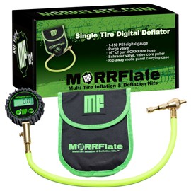 MORRFlate Single Tire Deflator | Rapid Air Deflator with 1-150 PSI Digital Gauge | Includes Purge Valve, 12 Inch Hose, and Rip Away Molle Panel Carrying Case