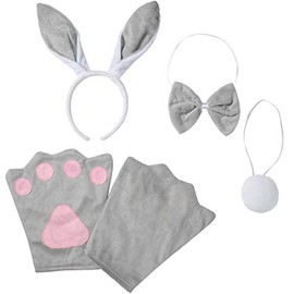 dressforfun 302046 Rabbit Costume Set for Adults, Headband with Ears, Gloves, Bow Tie and Tail