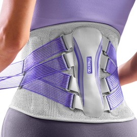 FREETOO Fascia Lombare Supporto Schiena Donna, Semirigido Busto Ortopedico Lombare con Stecche per Lavoro Sport, Leggero Bustino Lombare per Mal di schiena, Lombalgia, Sciatica, Ernia del disco