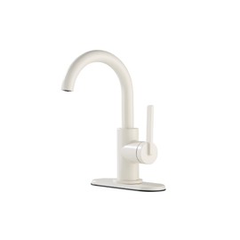 Derengge Bathroom Faucet,Single Handle Bathroom Sink Faucet with Water Supply Line,1 Hole or 3 Hole Lavatory Vantity Faucet with Pop-up Drain,Warm White Finished,F-1328-WW
