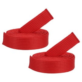 PATIKIL Taekwondo Colored Ranking Belts, 2 Pack 1.6" x9.2FT Polyester Martial Arts Colored Ranking Belt for Coach Teaching Practice, Red