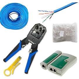 UbiGear CAT6 500 FT UTP Network Cable + Network/Phone Tester + RJ11/RJ12/RJ22/RJ45 Crimp Crimper +100 RJ45 CAT6 Connector Plug Network Tool Kits (CAT6Kits500FT)