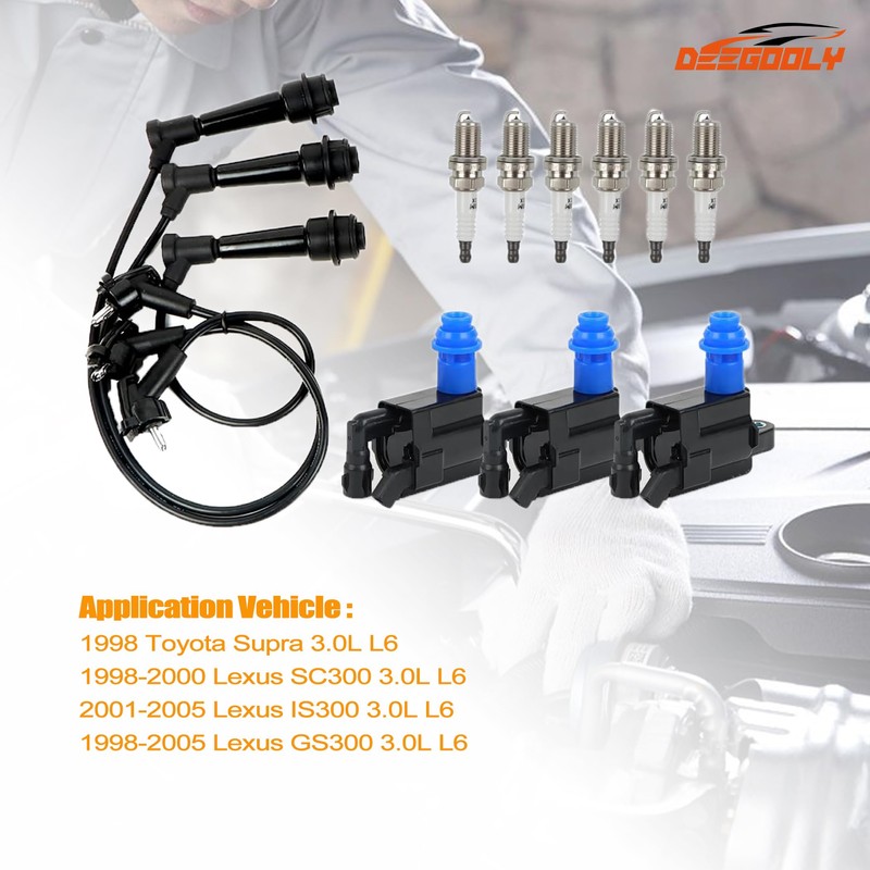 DEEGOOLY 3PCS UF228 Ignition Coils Pack & 6PCS 4589 Iridium